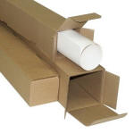 Long corrugated square tubes shipping boxes for mailing or storing documents, maps, blueprints